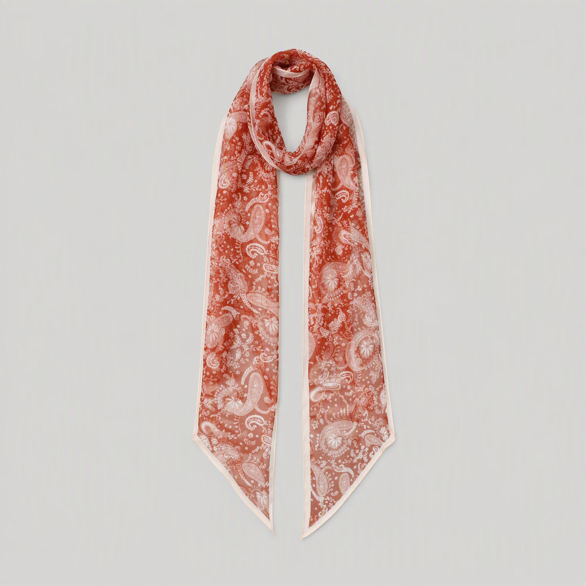 Cashew Print Mulberry Silk Long Scarf – 13 x 63 in