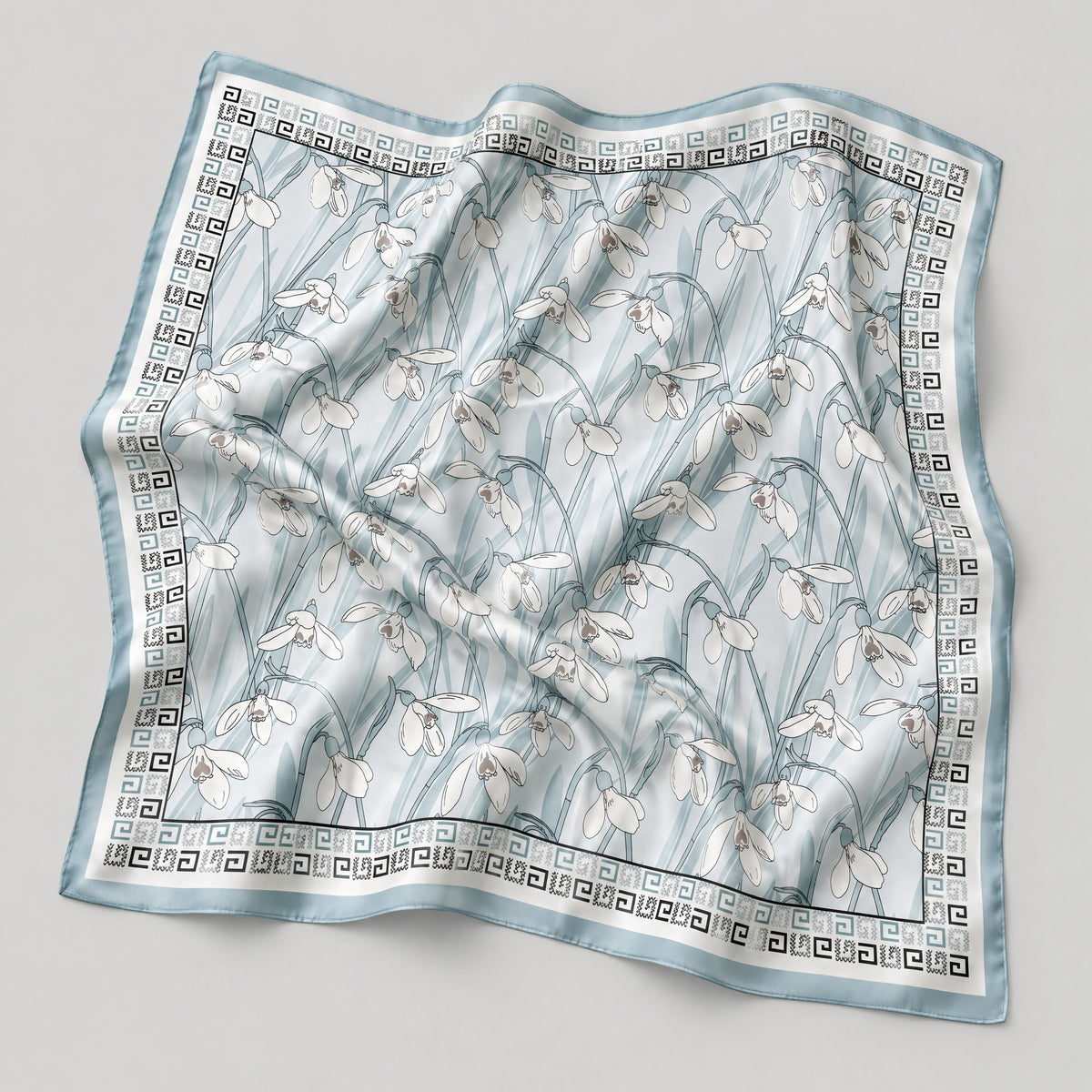 Gray Blue Mulberry Silk Square Scarf – 26 x 26 in