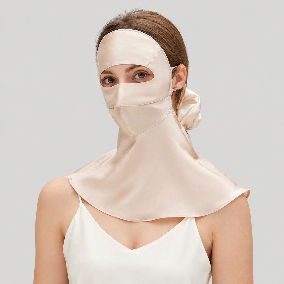 Mulberry Silk Full-Face Sun Cover with Neck Drape