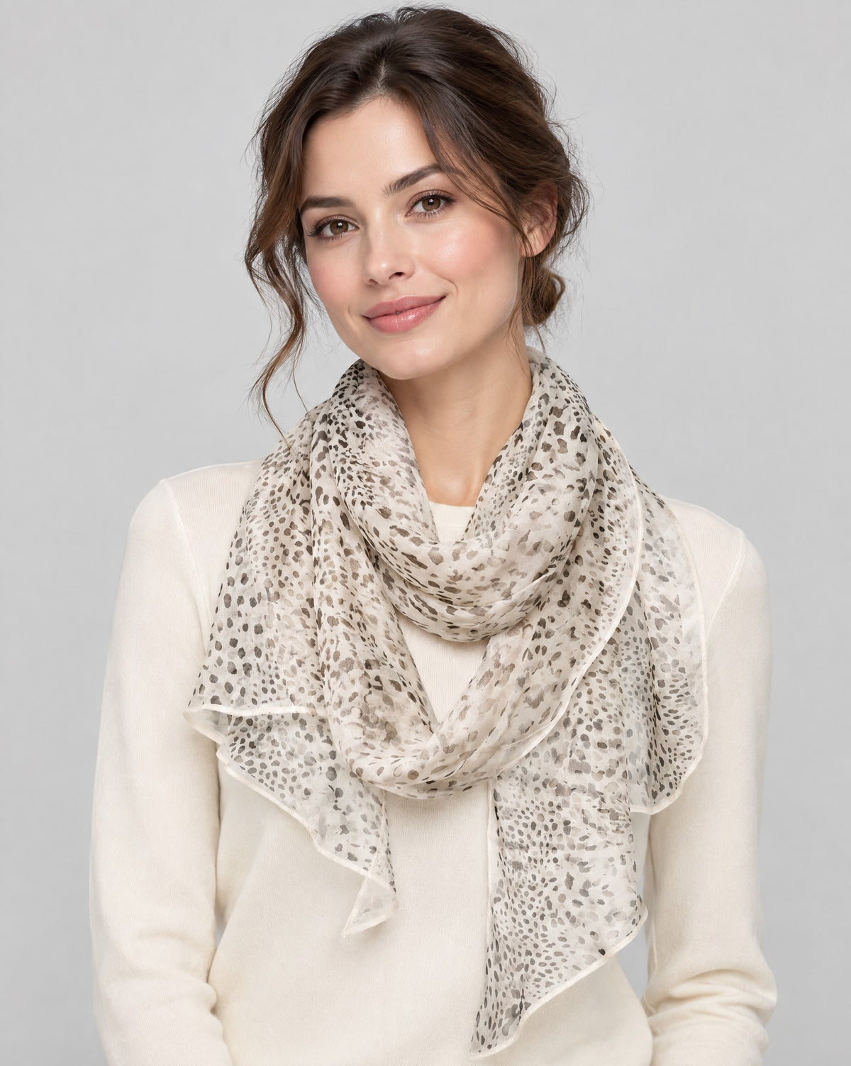 Snow Leopard Spirit Mulberry Silk Long Scarf – 13 x 63 in