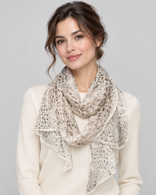 Snow Leopard Spirit Mulberry Silk Long Scarf – 13 x 63 in