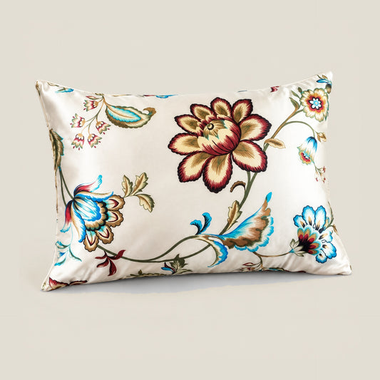 Jacobean Teal printed mulberry silk pillowcase