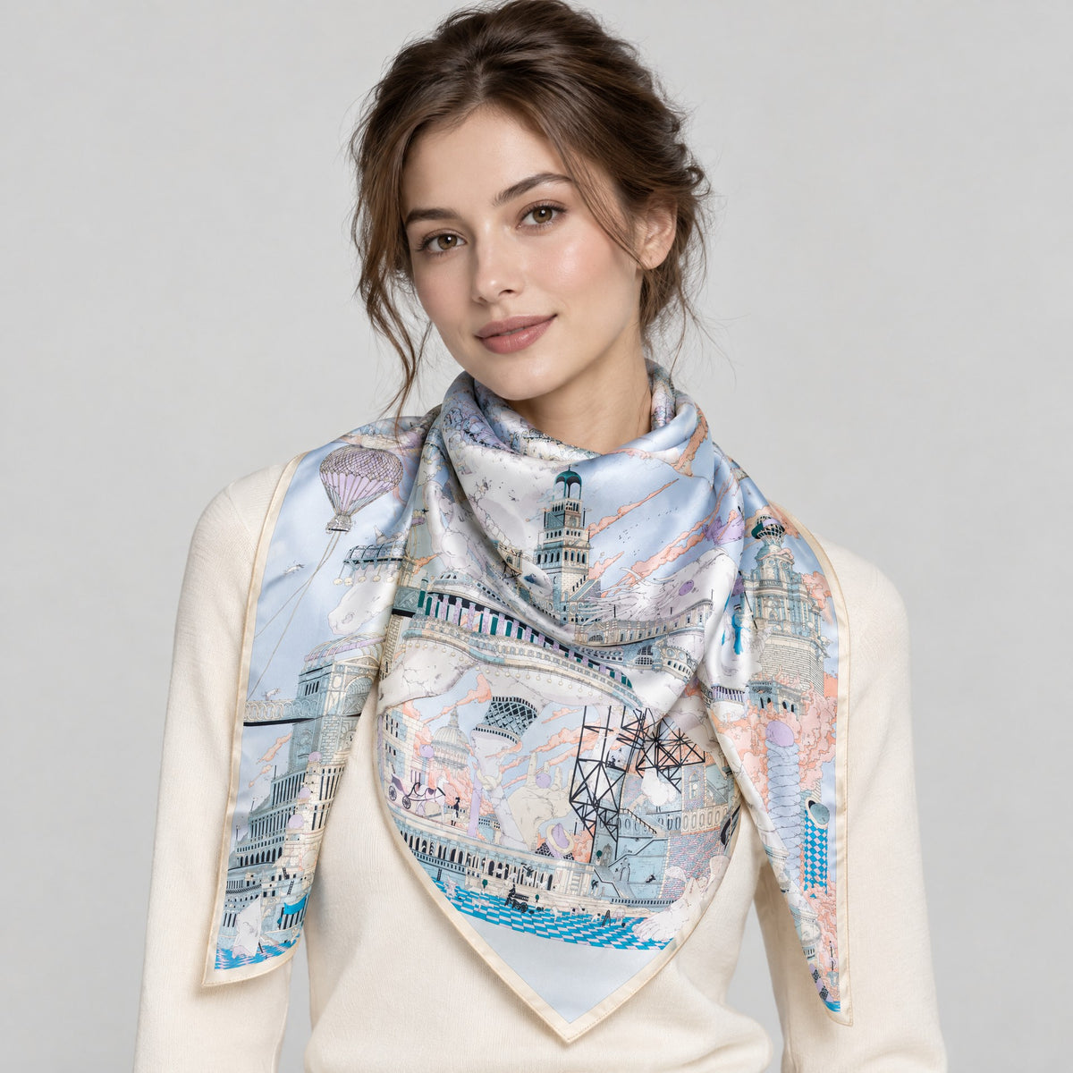 Horse Kingdom Mulberry Silk Square Scarf – 26 x 26 in