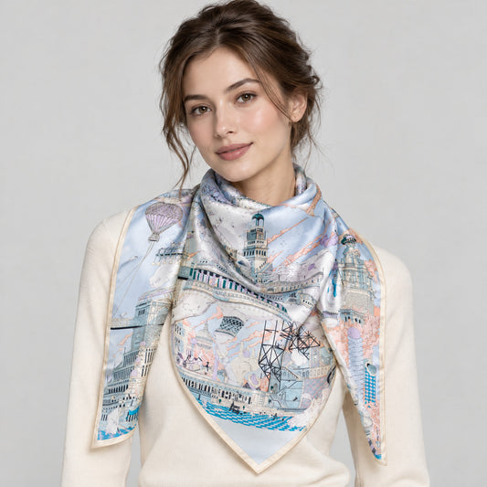 Horse Kingdom Mulberry Silk Square Scarf – 26 x 26 in