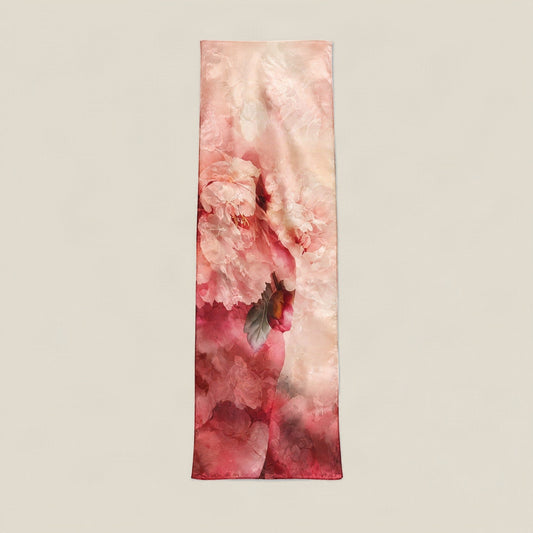 Peony Bloom jacquard mulberry silk scarf