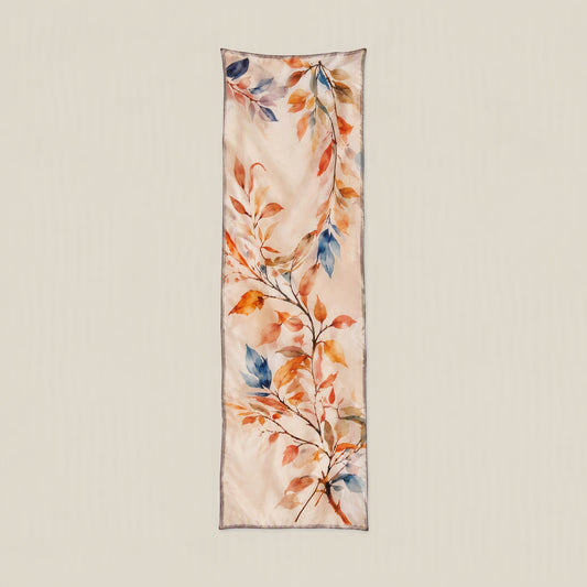Autumn leaves mulberry silk scarf
