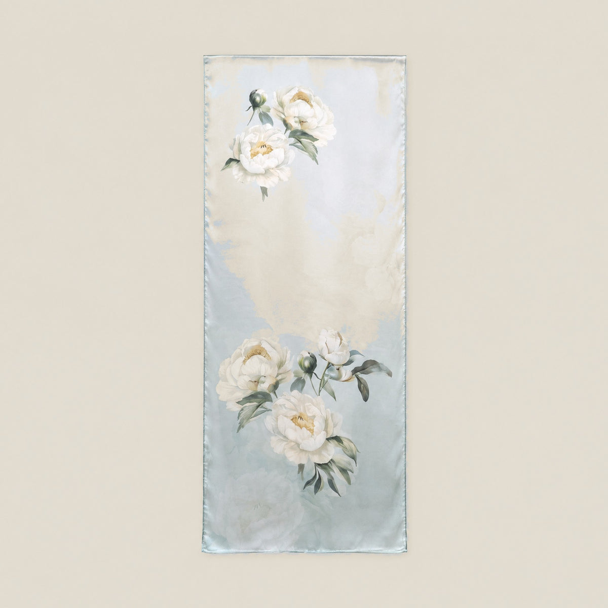 Green mist blossom mulberry silk scarf