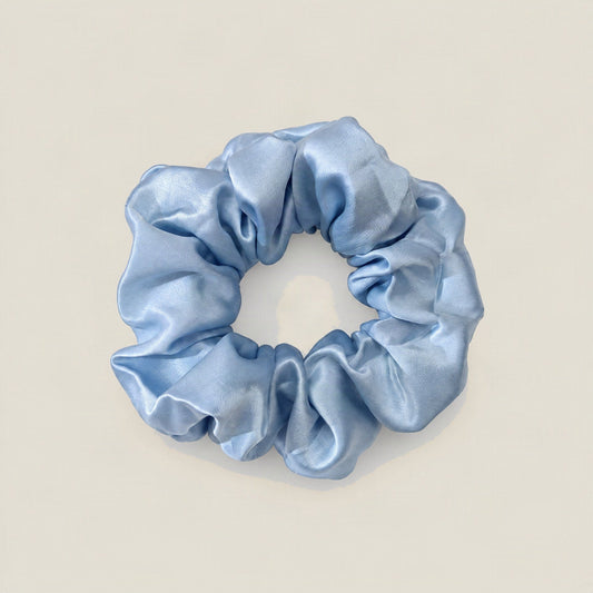 SuuSilk mulberry silk scrunchie in soft neutral tone, gentle hair accessory for everyday wear