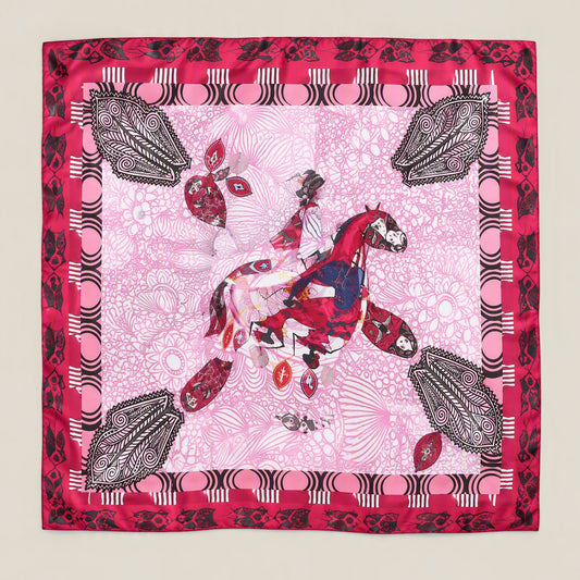 Tribal print mulberry silk square scarf