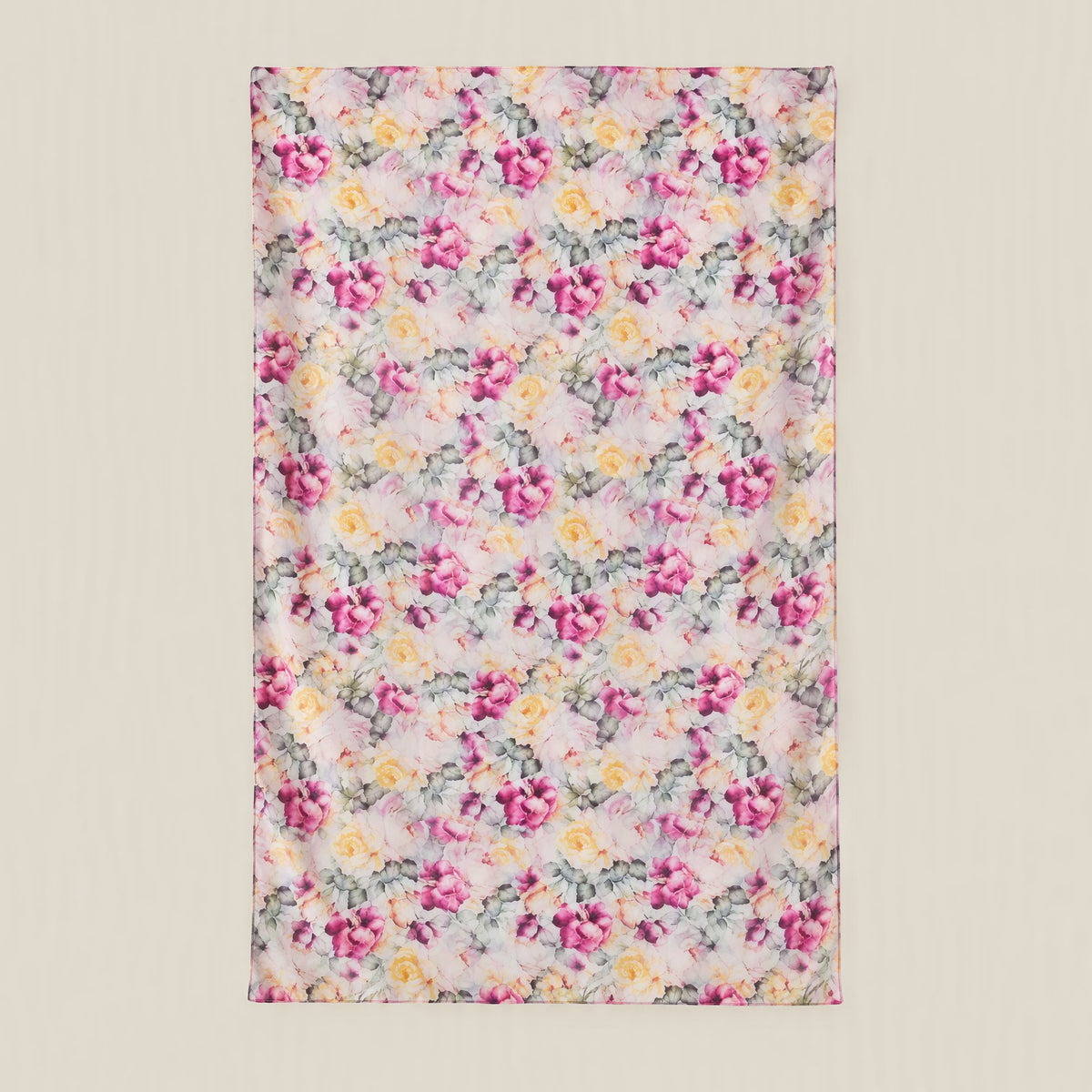 Yellow Purple Small Rose mulberry silk scarf