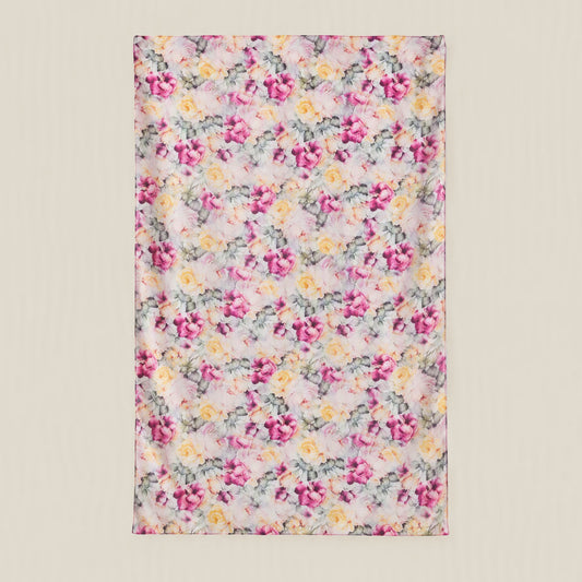 Yellow Purple Small Rose mulberry silk scarf
