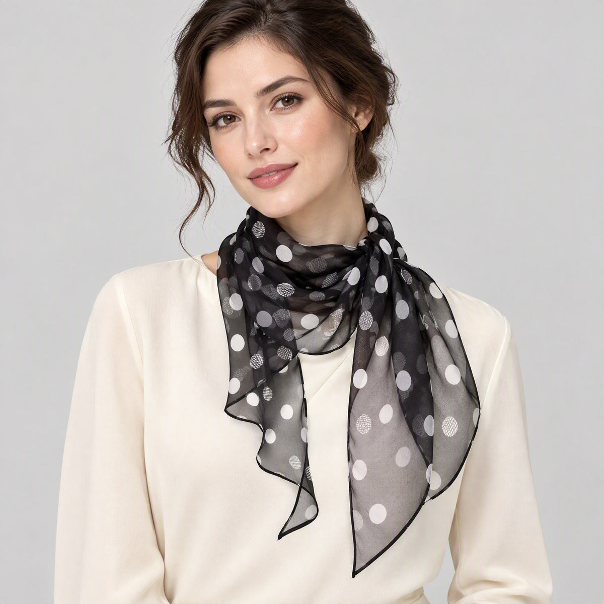 Net Dot Mulberry Silk Long Scarf – 13 x 63 in