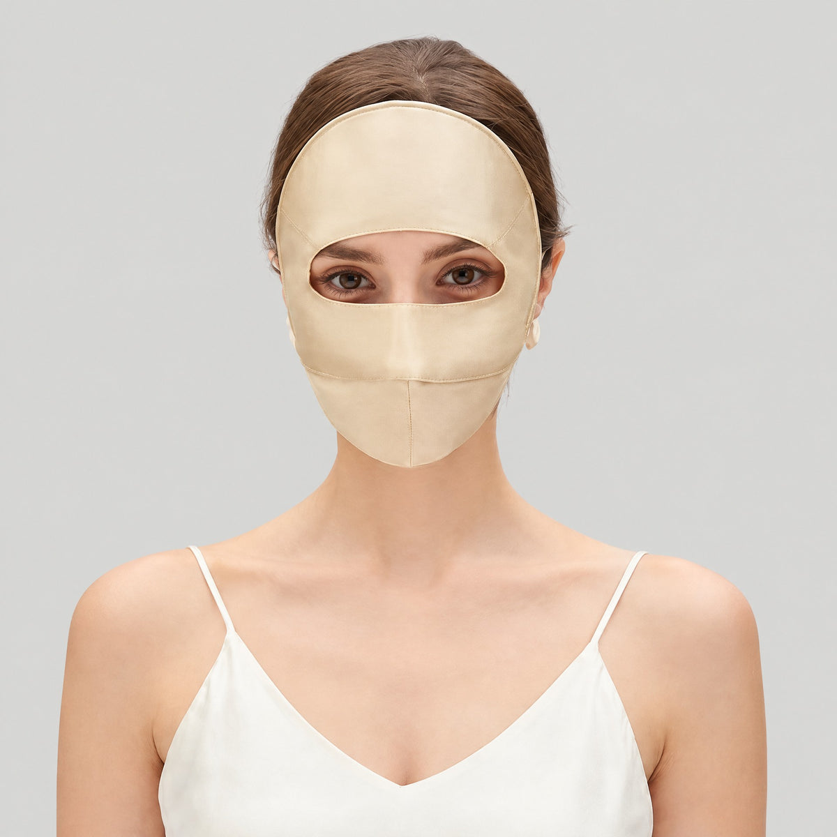 Double-Layer Mulberry Silk Full-Face Sun Hood