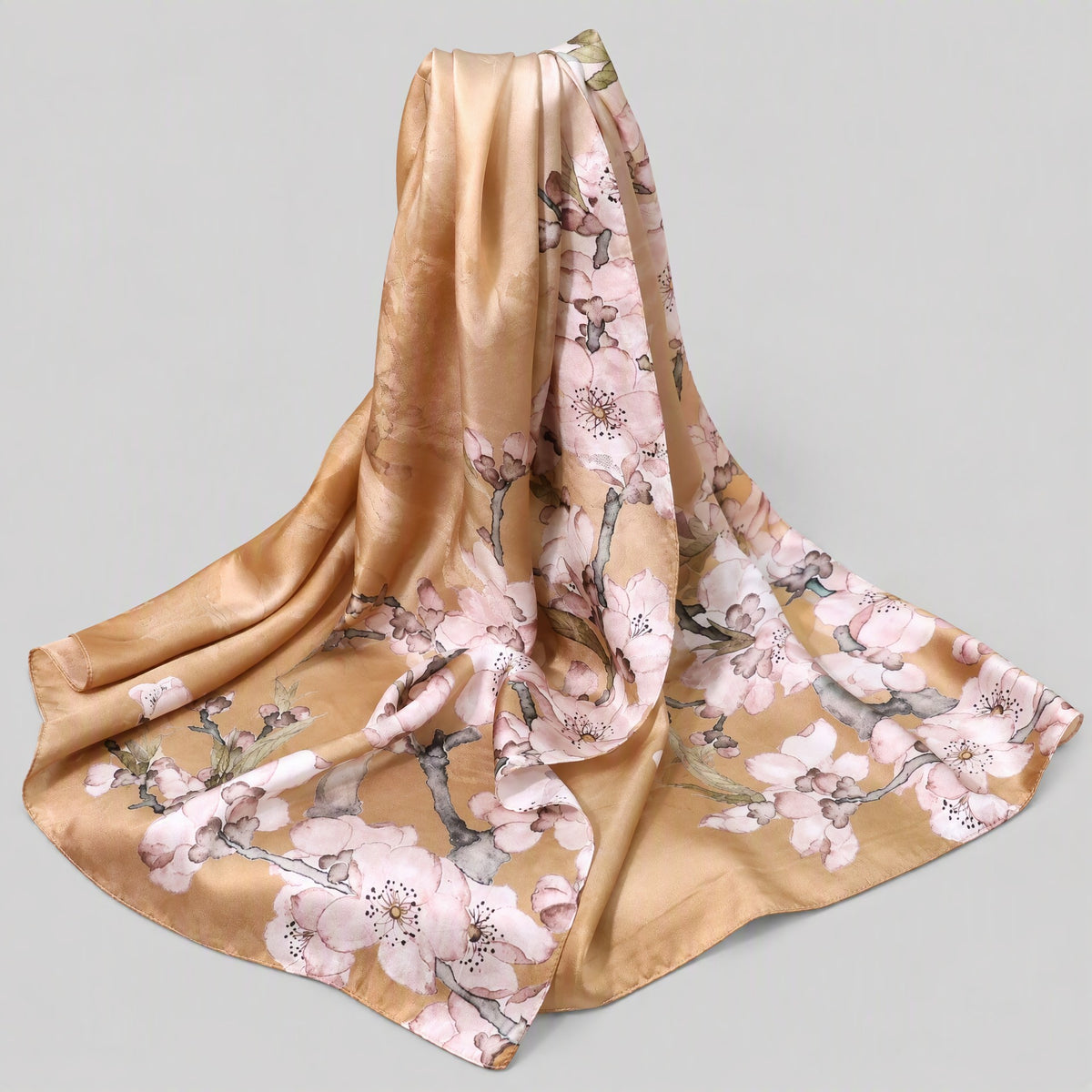 Peach Stream Jacquard Mulberry Silk Scarf – 21 x 67 in