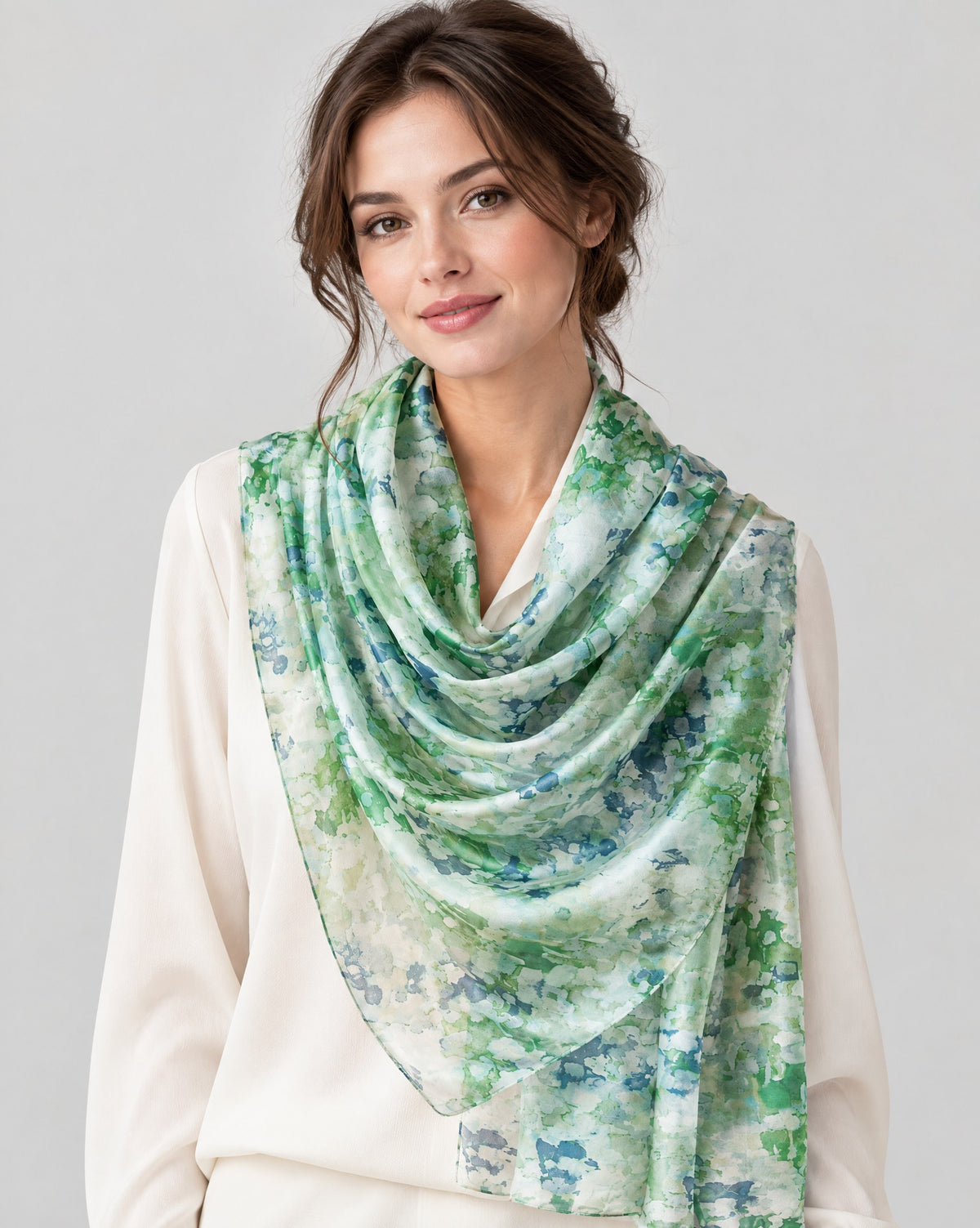 Spring Bloom Mulberry Silk Scarf – 69 x 43 in