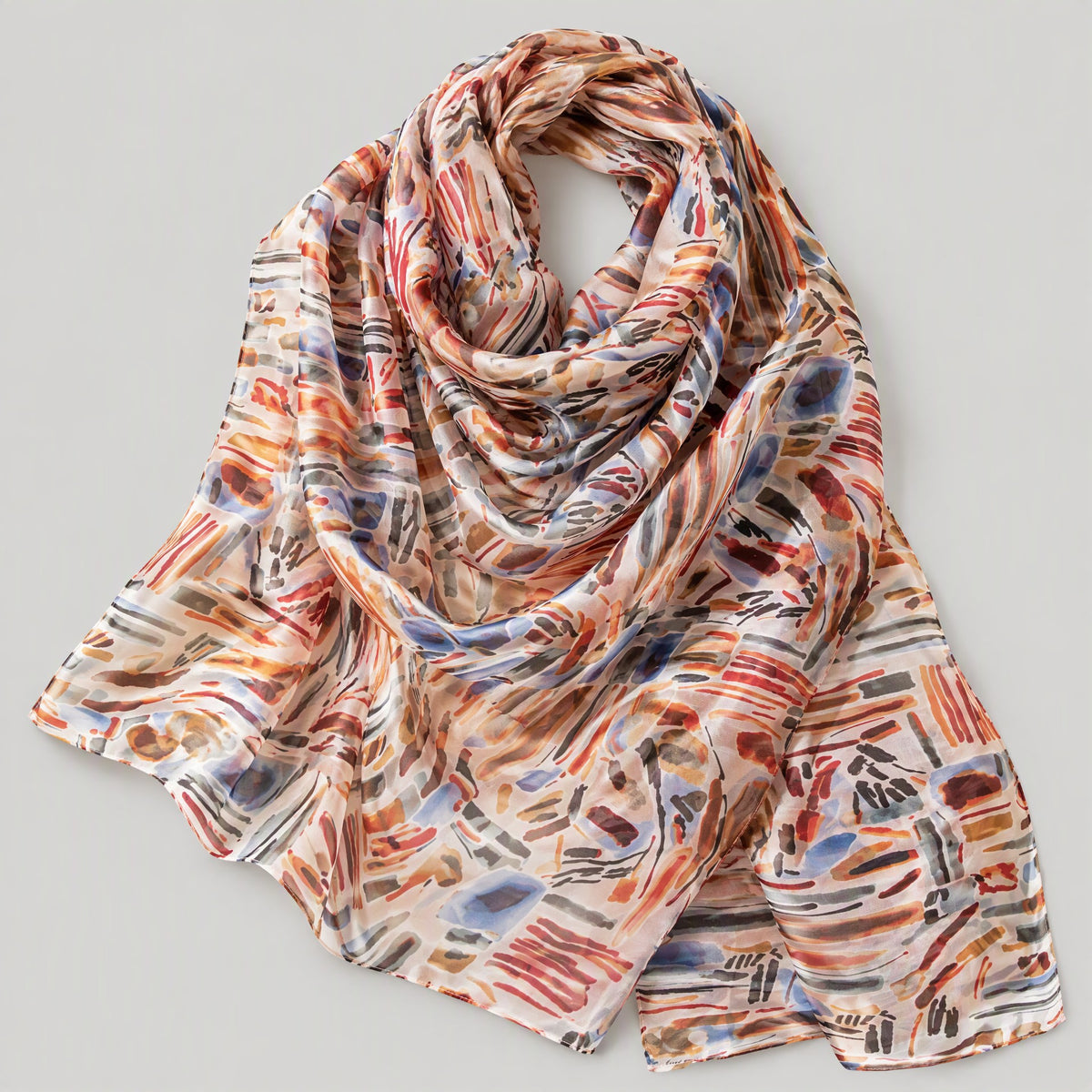 Doodle Stripe Mulberry Silk Oversized Scarf – 69 x 43 in