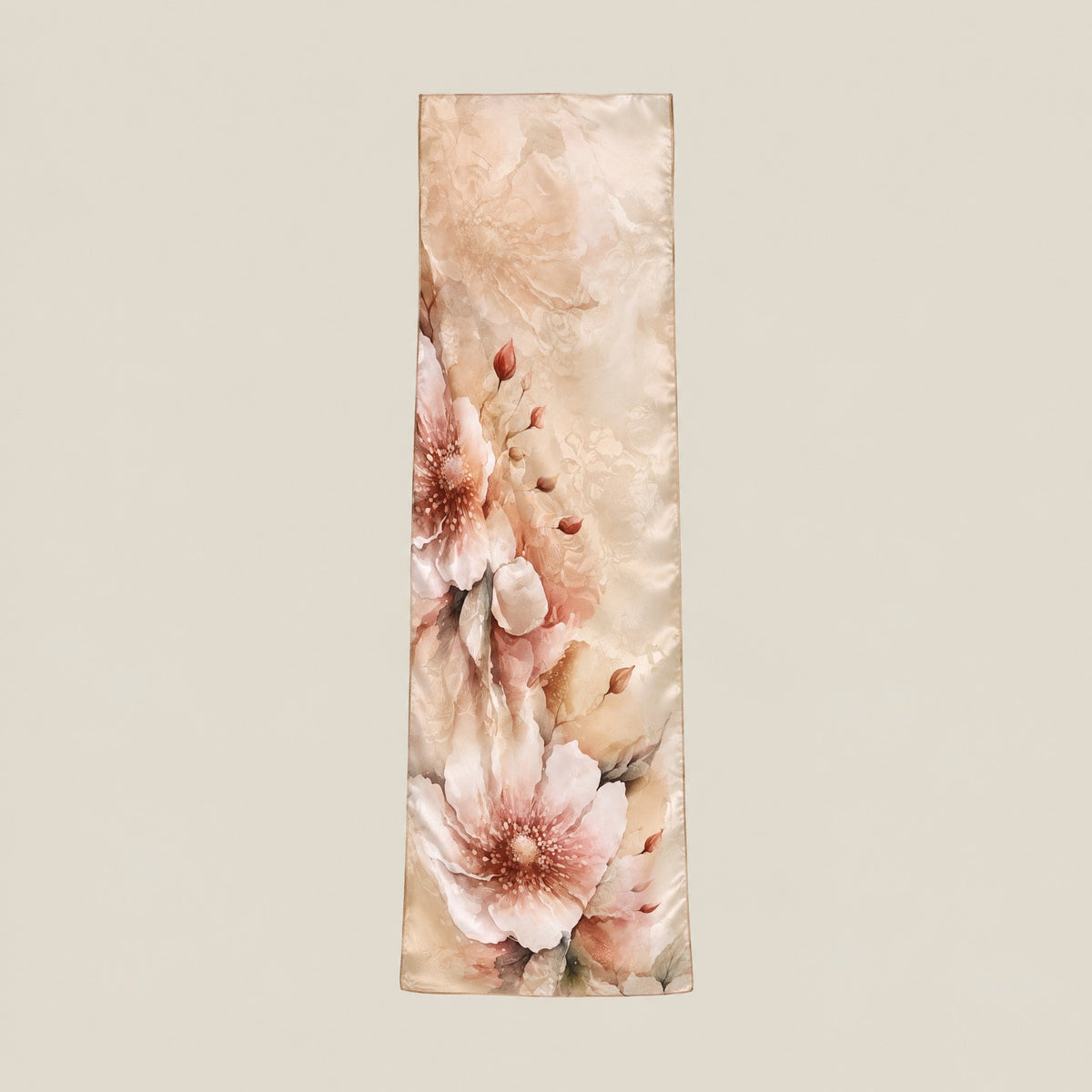 Floral Shadows jacquard mulberry silk scarf