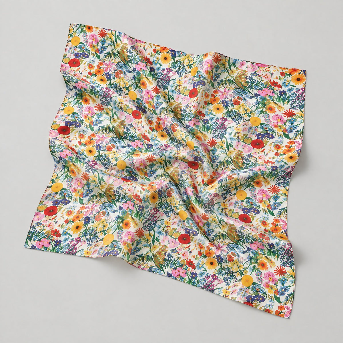 Fresh Florals Mulberry Silk Square Scarf – 34 x 34 in