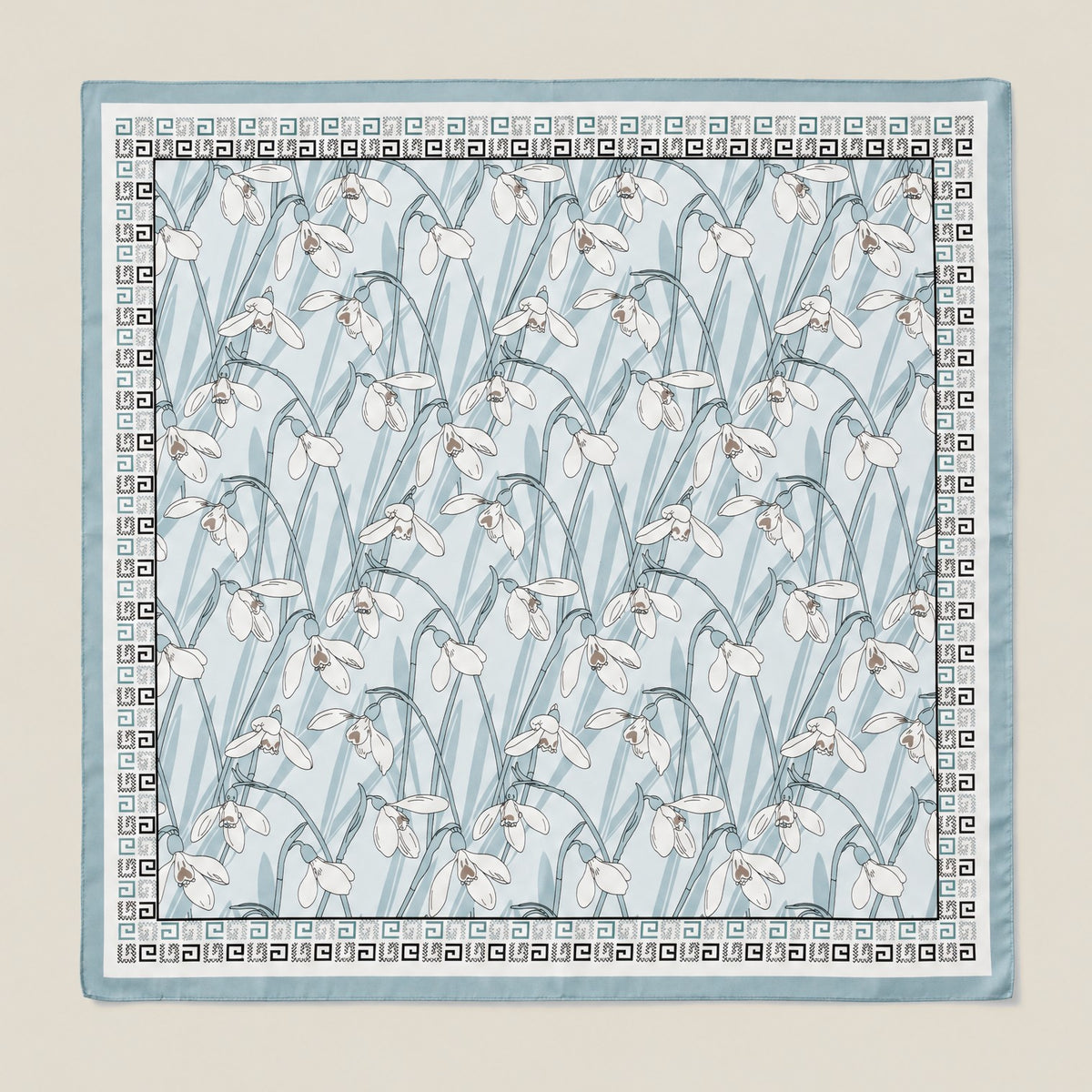 Gray Blue mulberry silk square scarf, 26 x 26 in