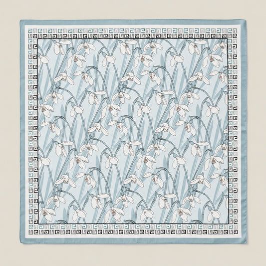 Gray Blue mulberry silk square scarf, 26 x 26 in