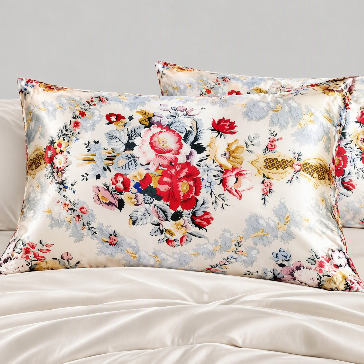Bouquet Medallion Printed Mulberry Silk Pillowcase – 20 x 30 in