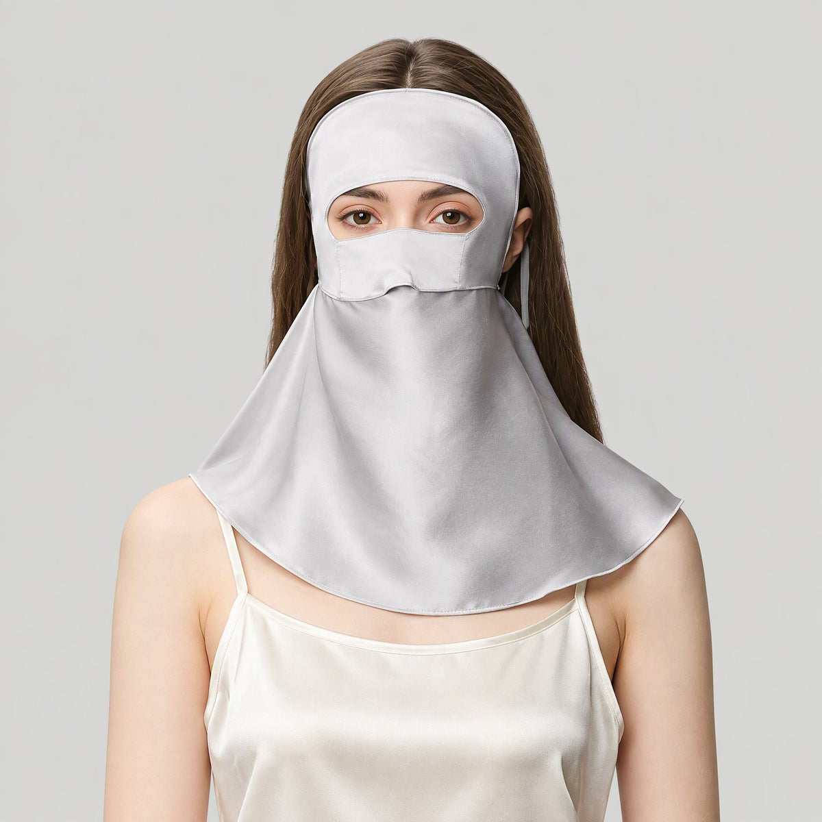 Mulberry Silk Full-Face Sun Cover with Neck Drape