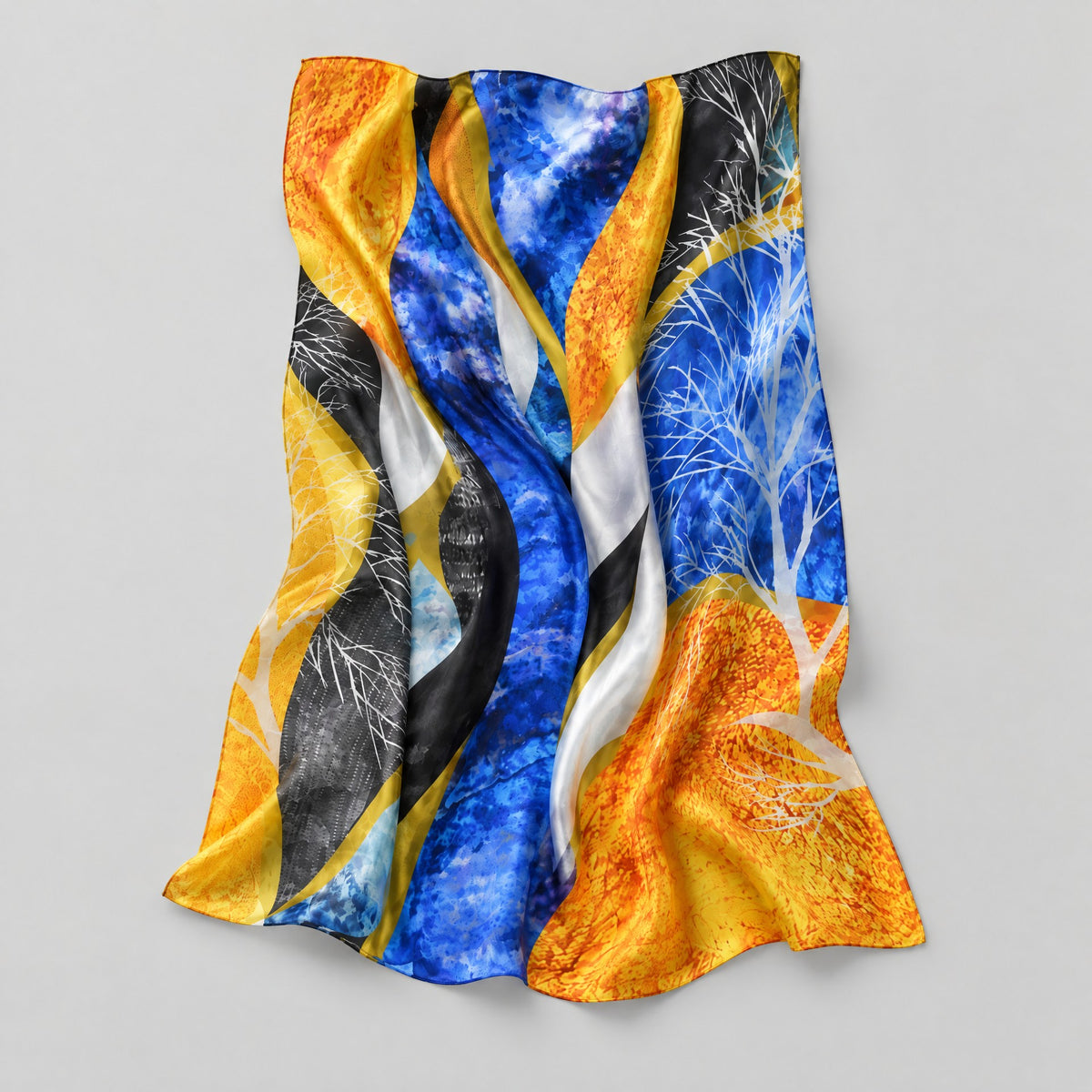 Coral Yellow Jacquard Mulberry Silk Scarf – 43 x 75 in