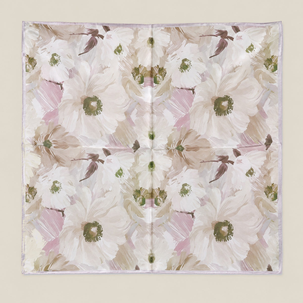 Soft Floral Shadow mulberry silk square scarf