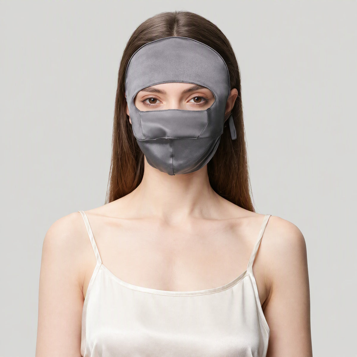 Double-Layer Mulberry Silk Full-Face Sun Hood
