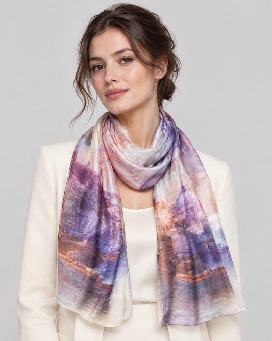 London Jacquard Mulberry Silk Scarf – 43 x 75 in
