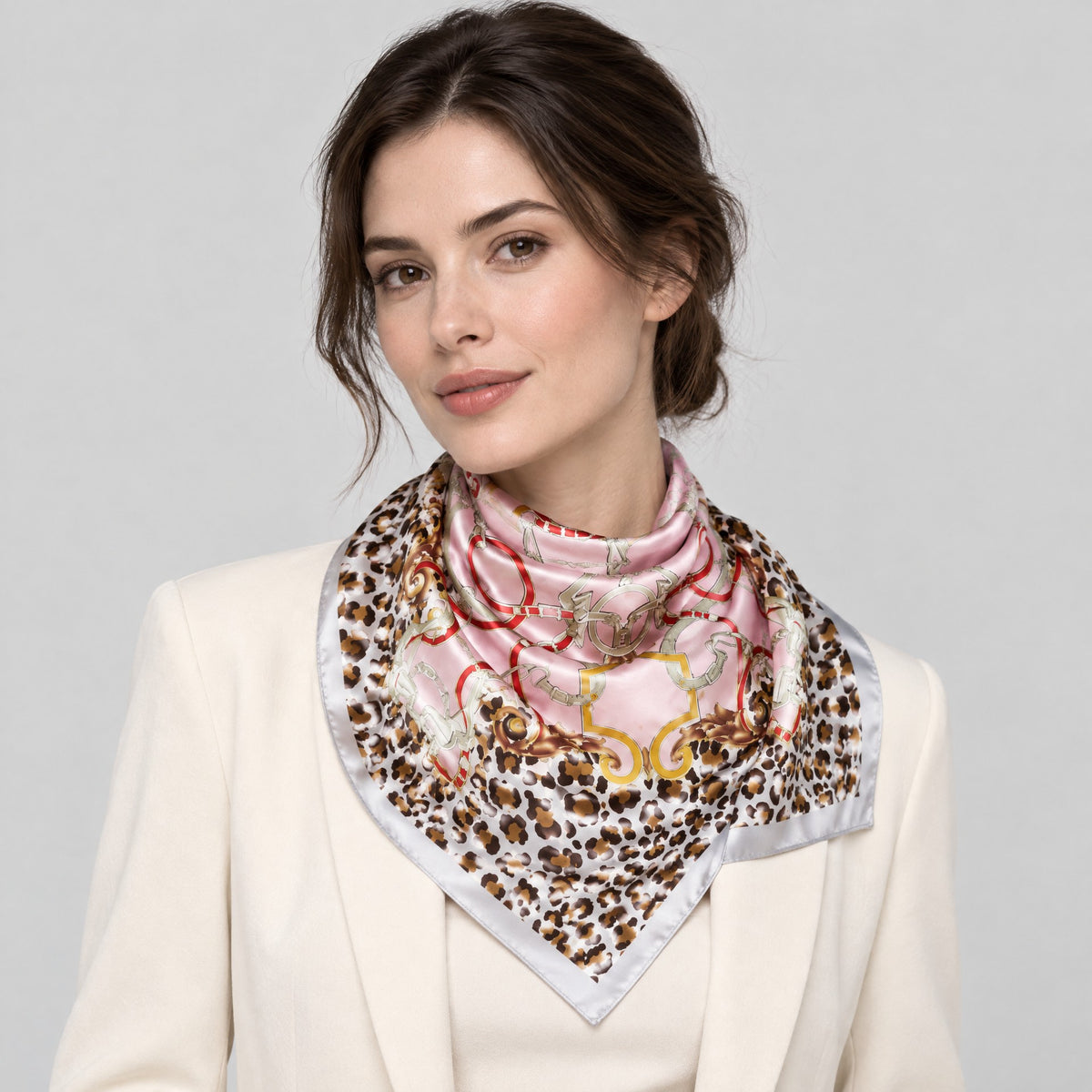 Leopard Chain Mulberry Silk Square Scarf – 43 x 43 in