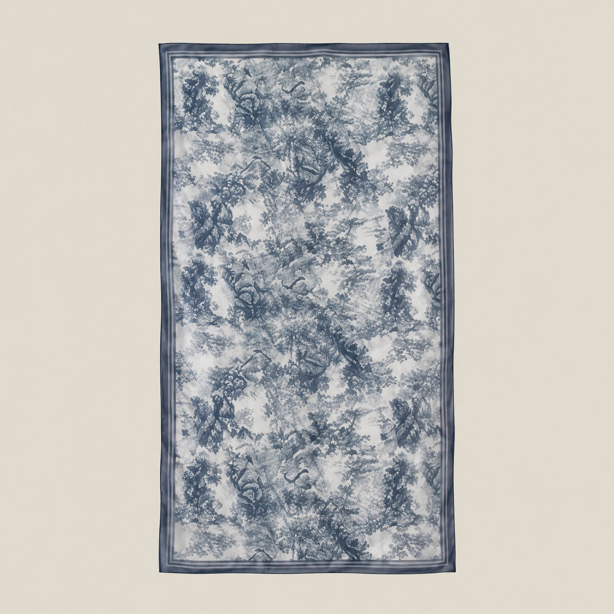 Gray Blue Trees mulberry silk scarf