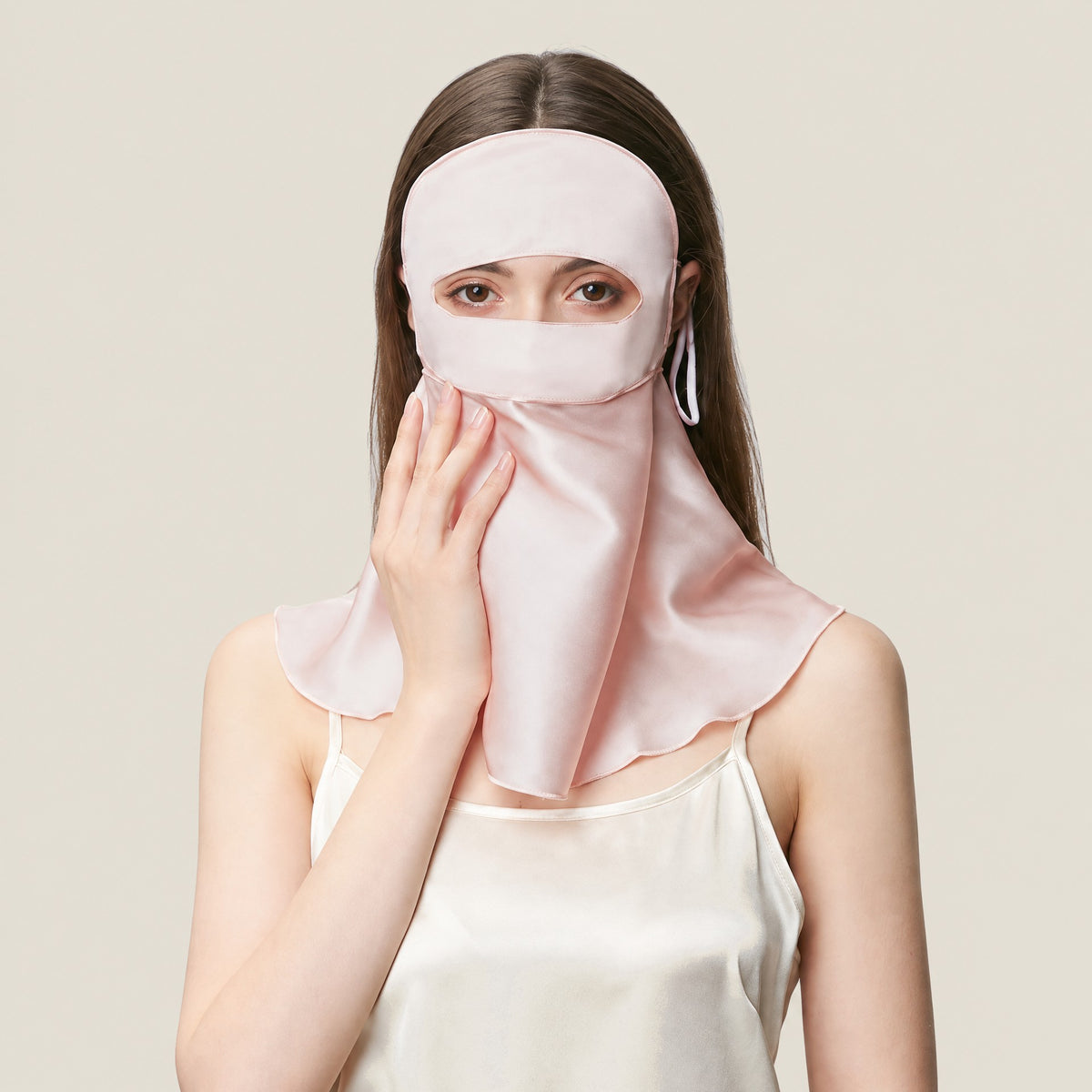 Mulberry Silk Full-Face Sun Cover with Neck Drape
