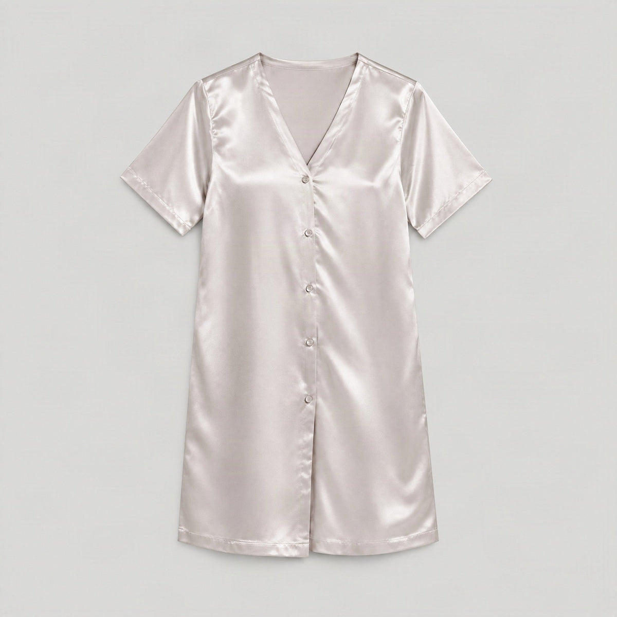 Mulberry silk nightgown laid flat, full garment view