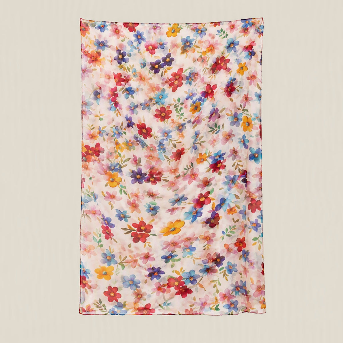 Colorful small florals mulberry silk scarf