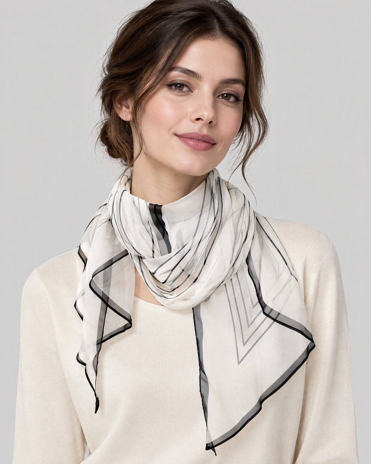Minimalist Stripe Mulberry Silk Long Scarf – 13 x 63 in
