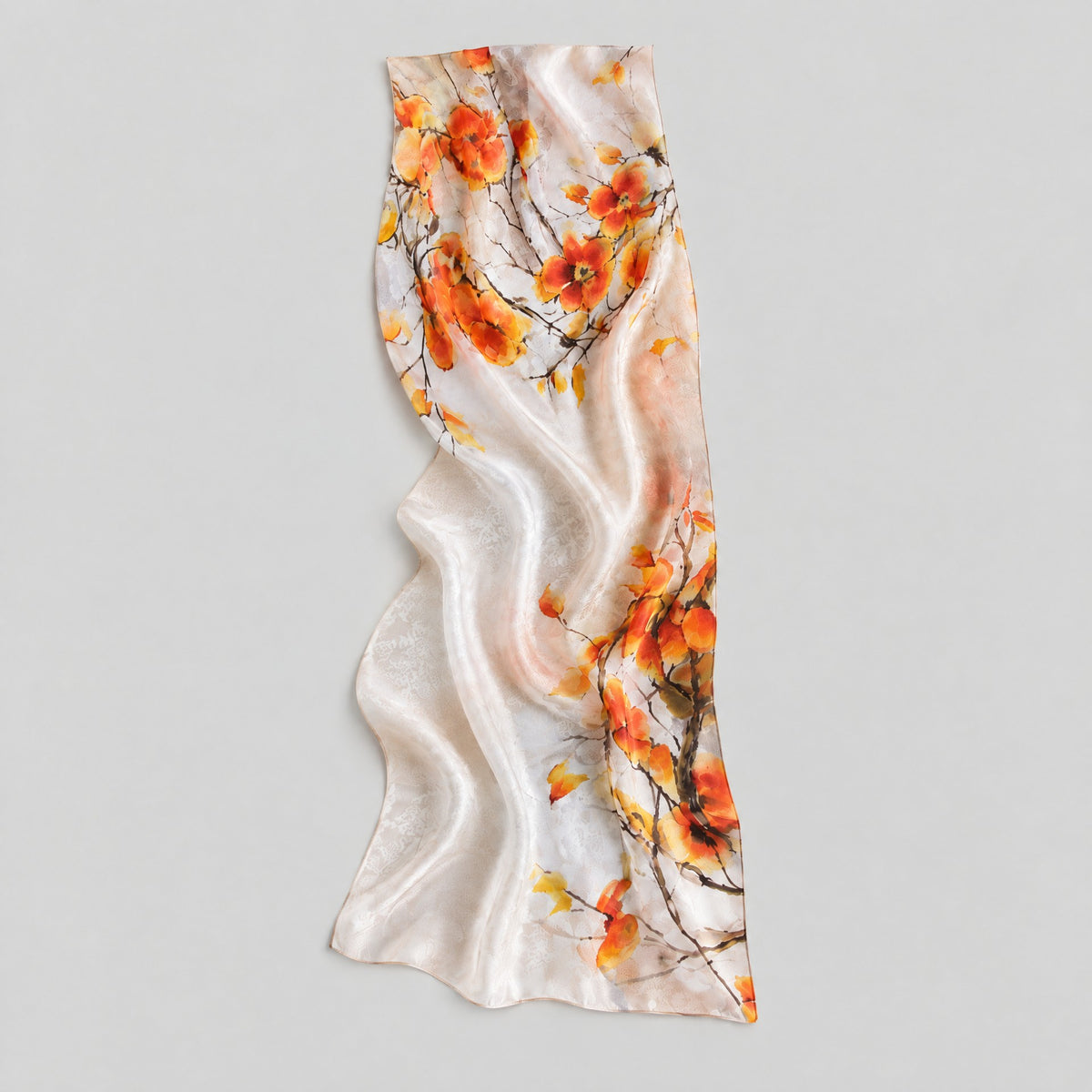 Harvest Persimmon Mulberry Silk Long Scarf – 22 x 67 in
