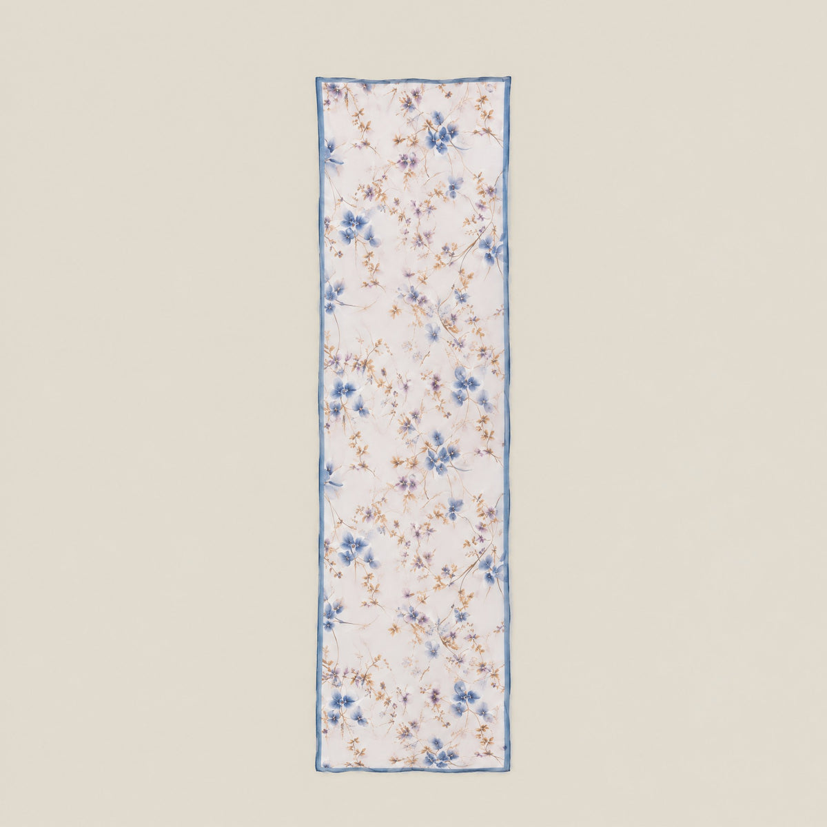 Blue Branch mulberry silk long scarf