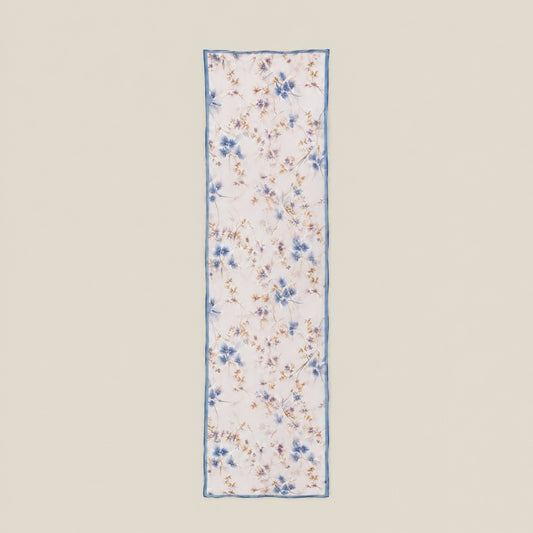 Blue Branch mulberry silk long scarf