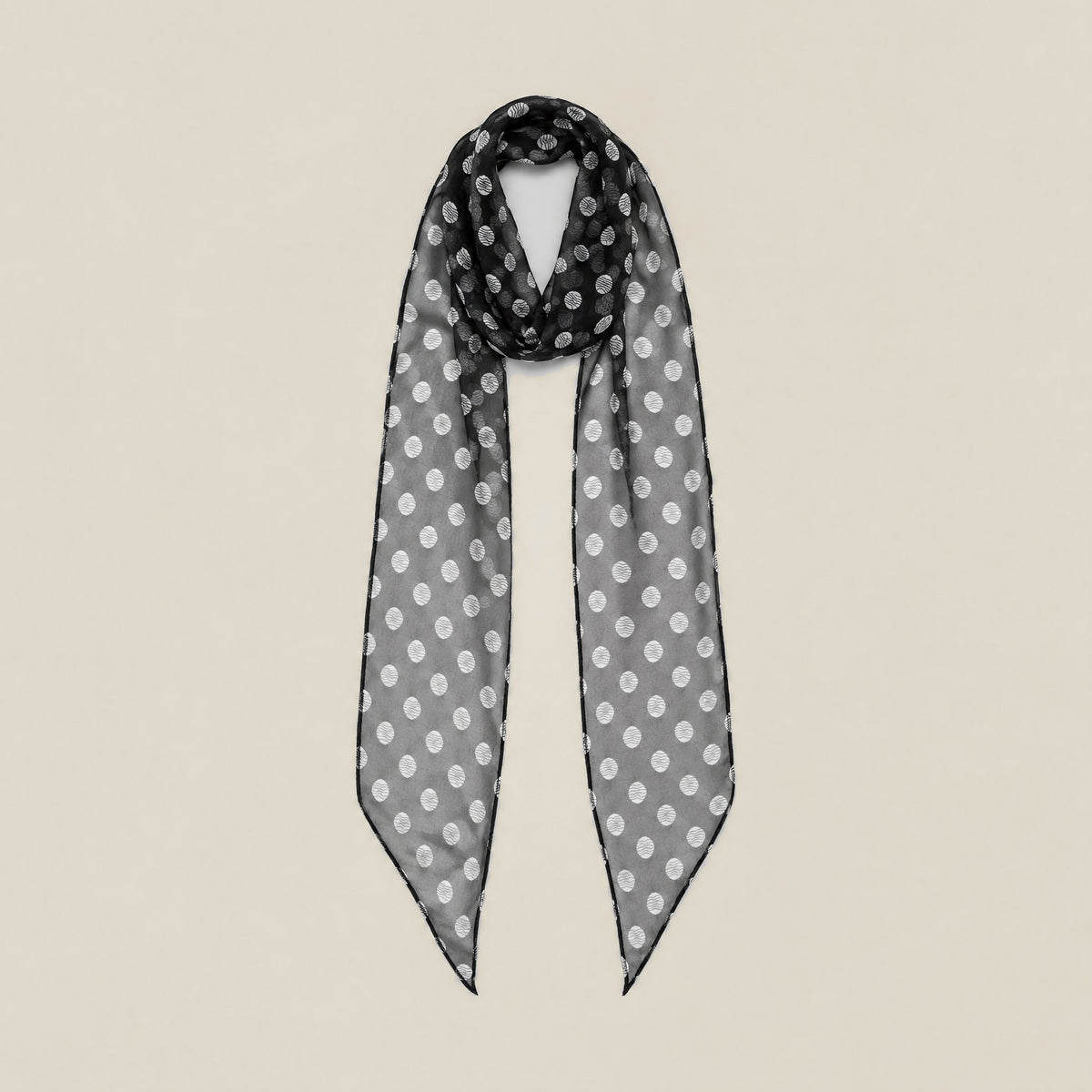 Black water wave dot mulberry silk scarf