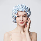 Sky Blue & Silver Gray Reversible (Ruffle Edge Double Layer)