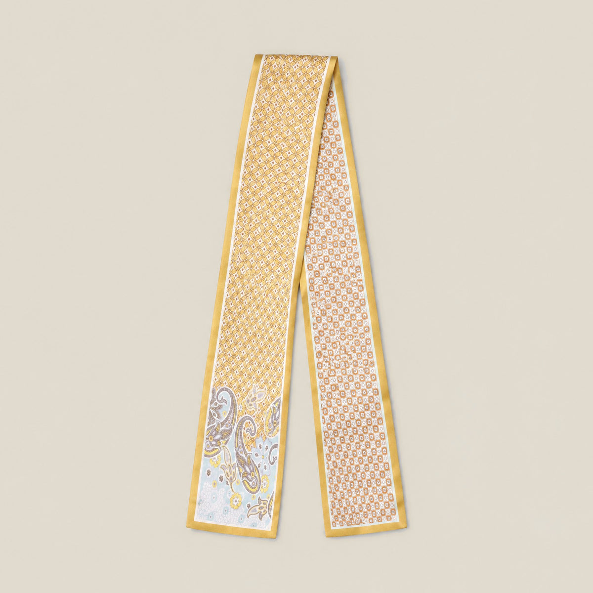Gilded Dream slim mulberry silk scarf