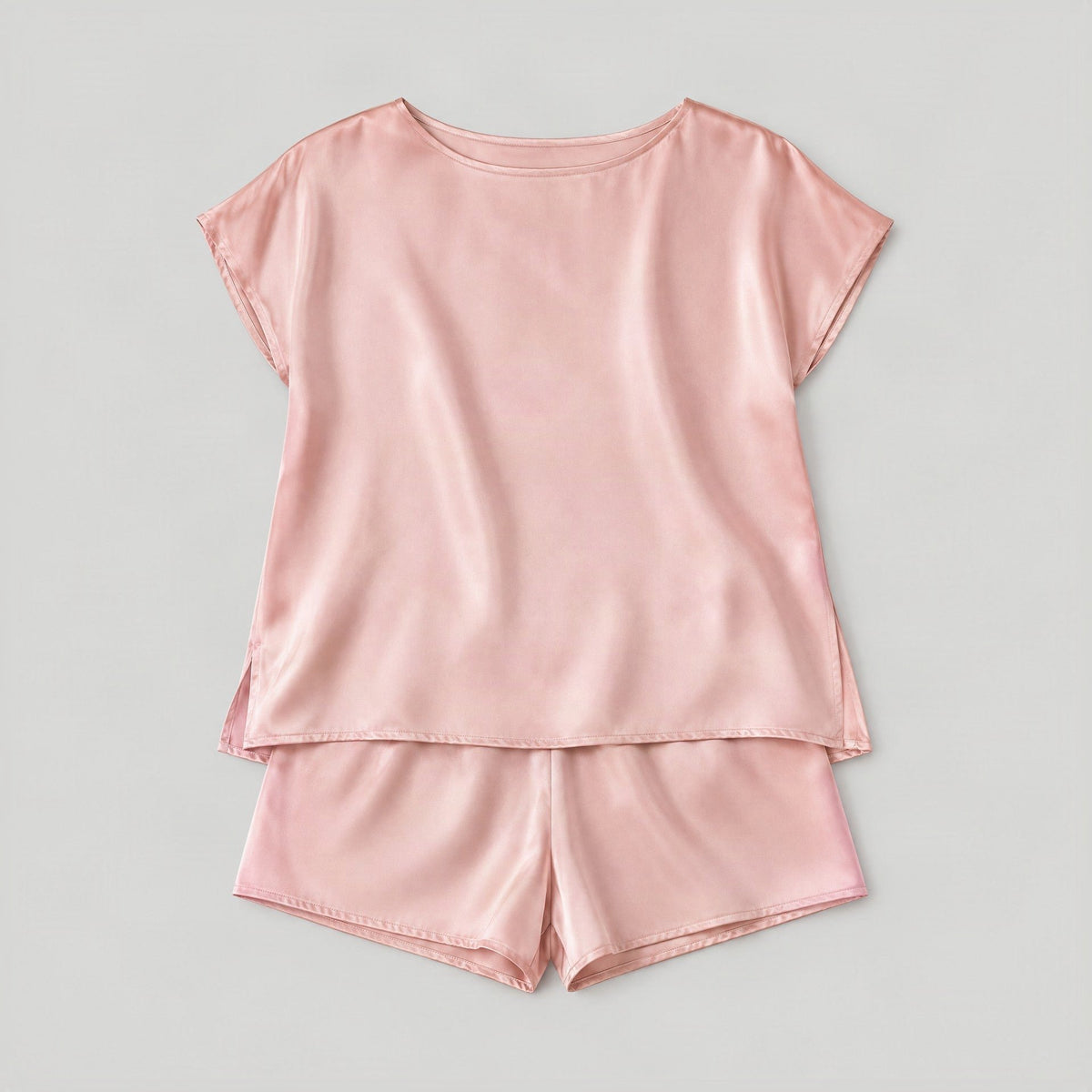 Rose Pink 19 Momme Sleeveless 100% Mulberry Silk Pajama Set – Tank & Shorts for Women