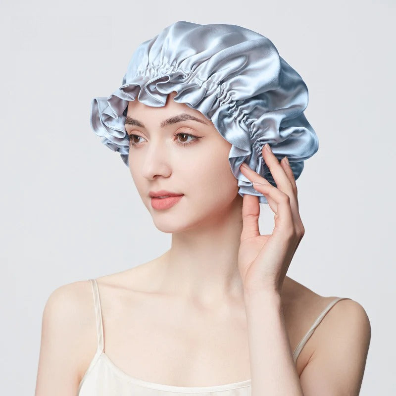 19 Momme 100% Mulberry Silk Sleep Cap – Double-Layer Hair Bonnet for Frizz-Free Hair