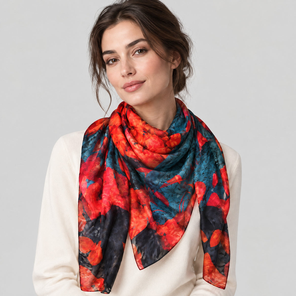 Vibrant Jacquard Mulberry Silk Scarf – 43 x 75 in