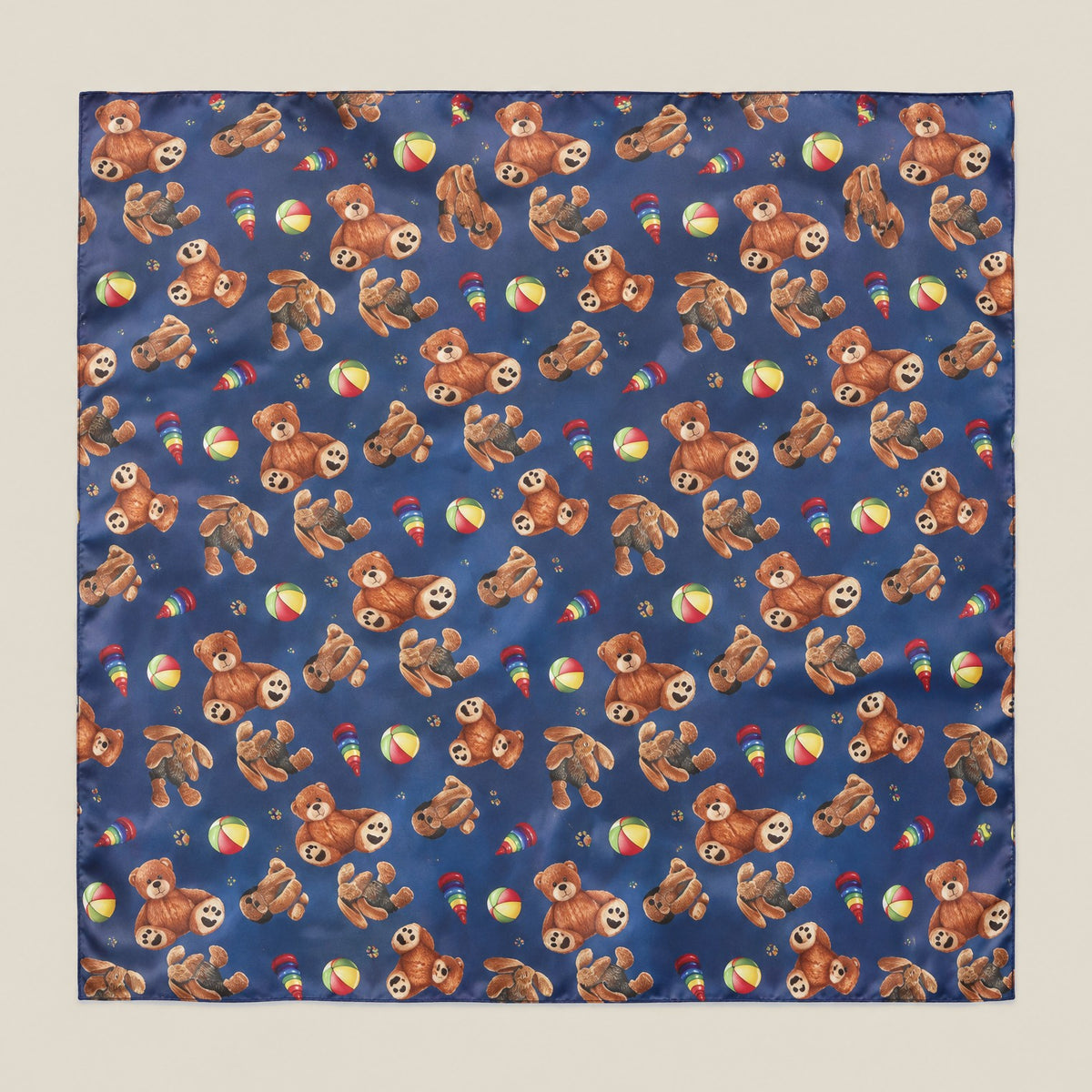 Cute bear mulberry silk square scarf