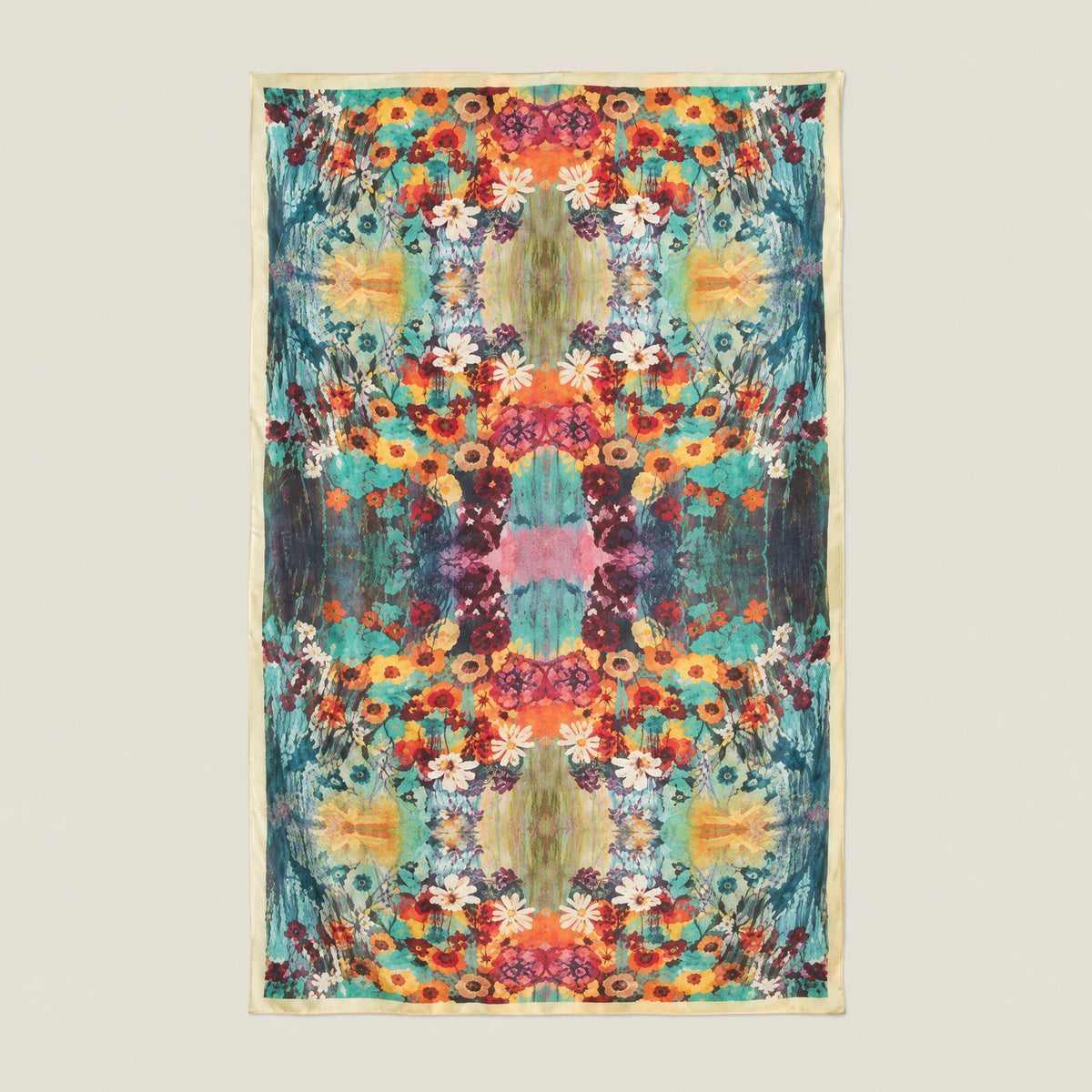 Colorful small floral mulberry silk scarf