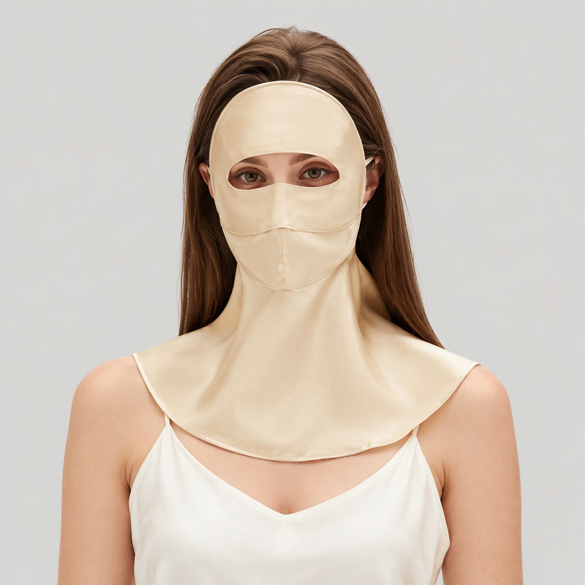 Mulberry Silk Full-Face Sun Cover with Neck Drape