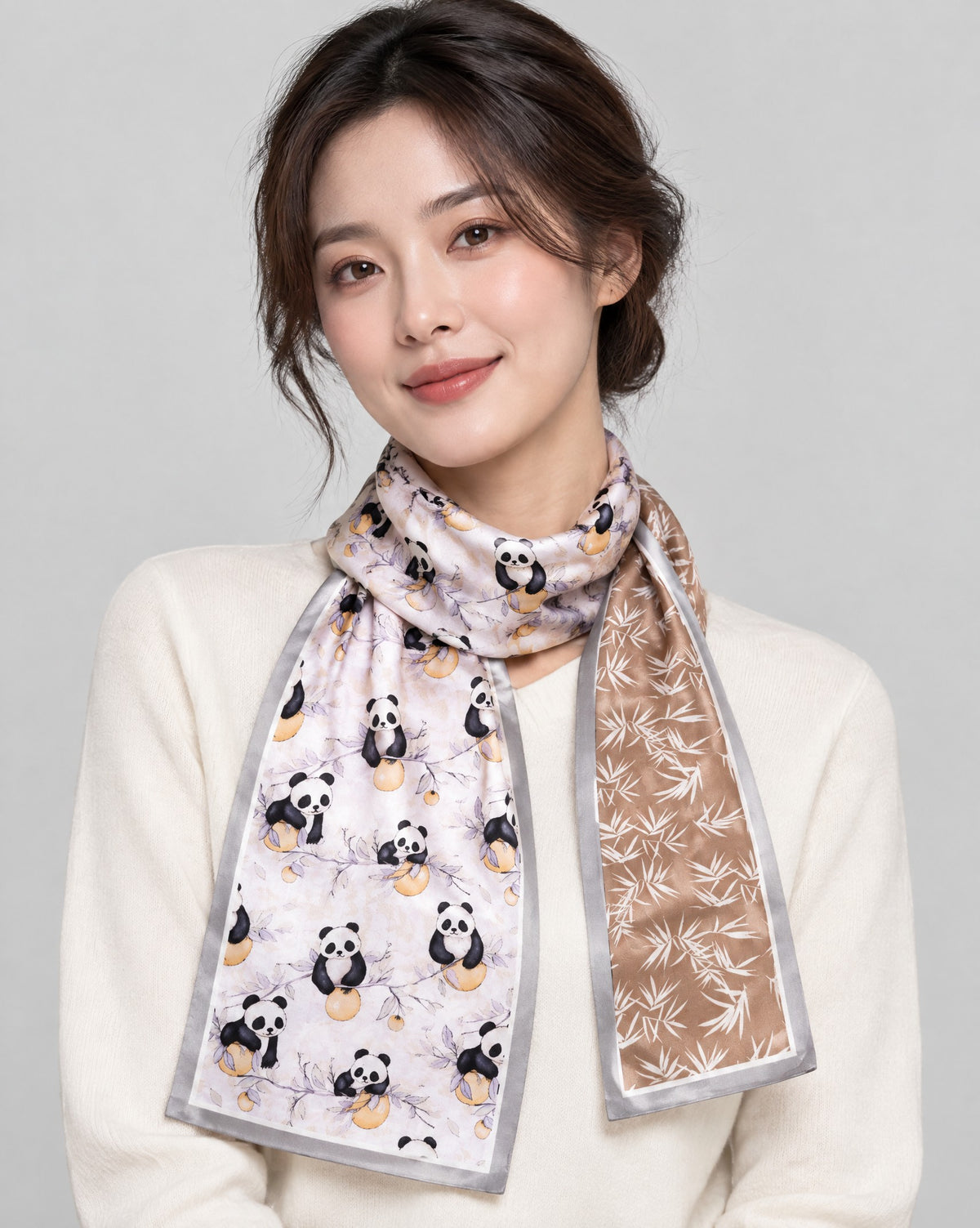 Bamboo Leisure Slim Mulberry Silk Scarf – 6 x 59 in