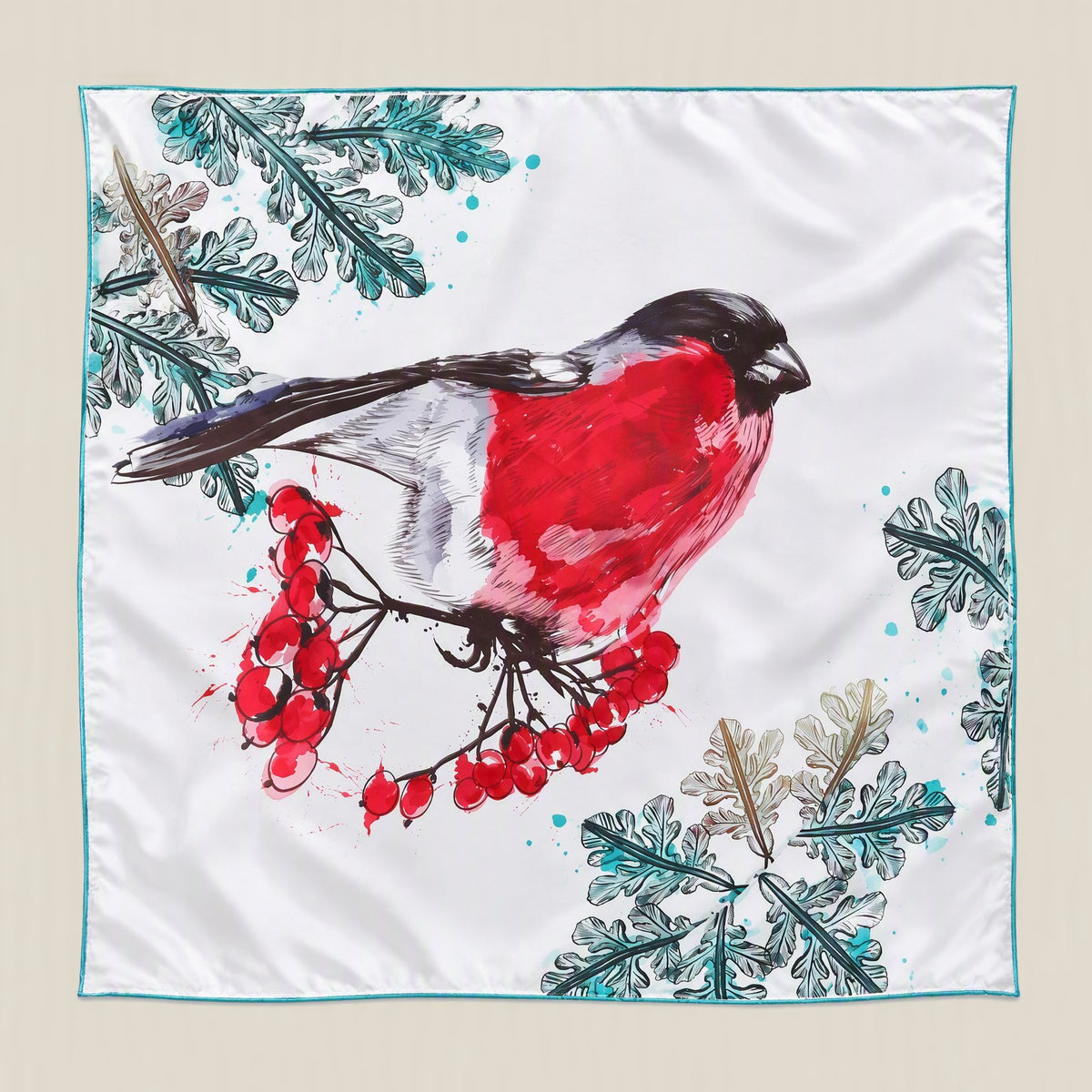 Orioles and swallows mulberry silk square scarf